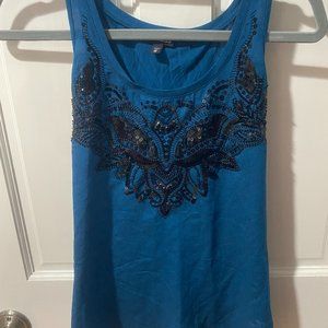 Express Top - 1-inch Strap, Navy Blue with Black Embellishments Size XS